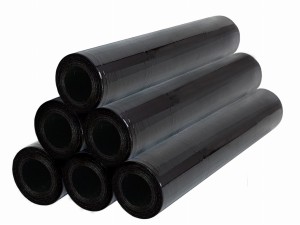 Folia stretch czarna beztubowa 6 rolek x 1,2 kg netto szerokość 500 mm. JAKOŚĆ !!!